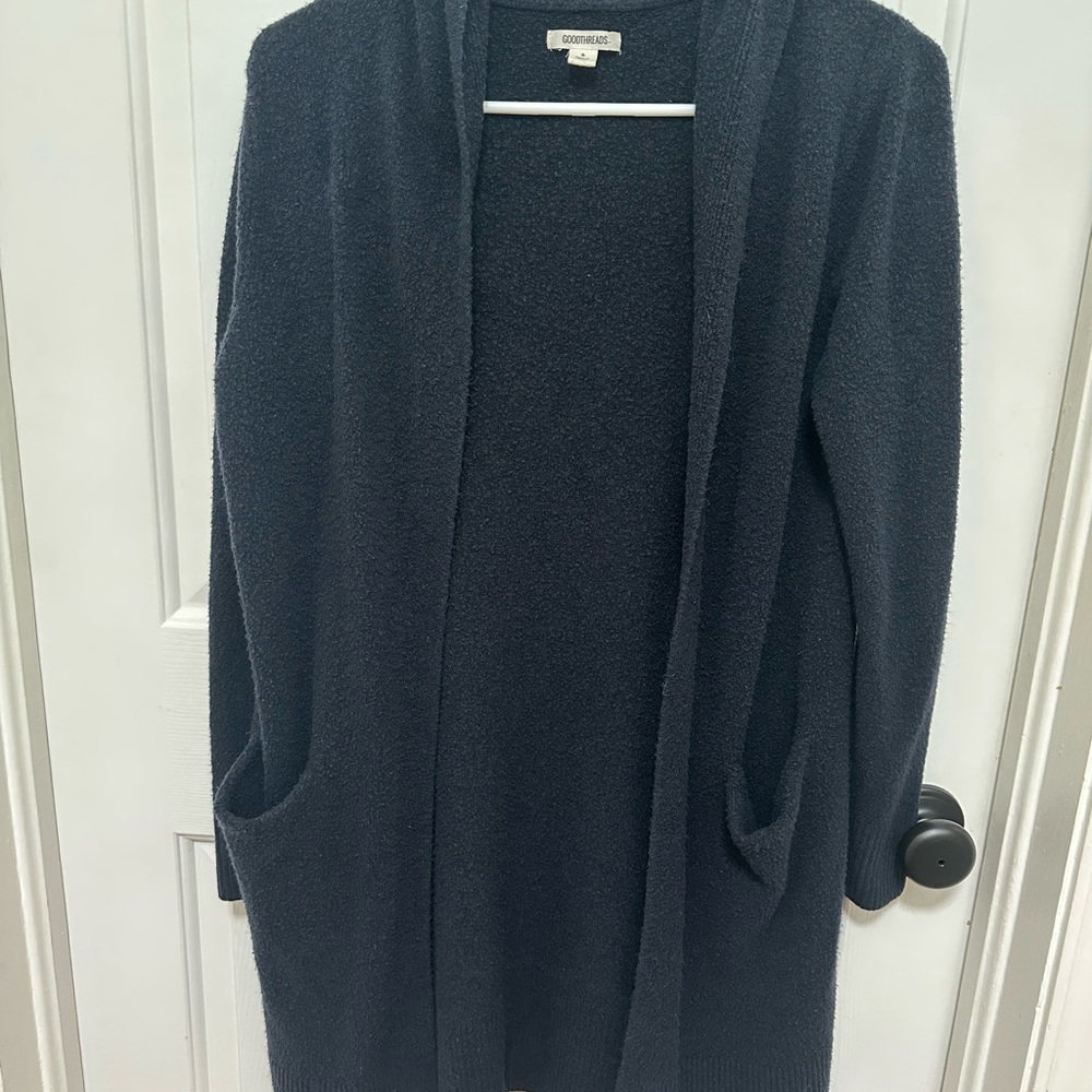 Goodthreads Black Open-Front Cozy Longline Cardigan women’s size small‎